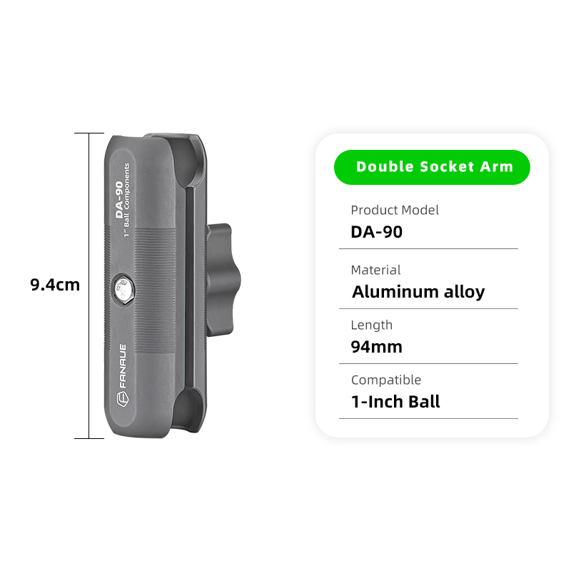 FANAUE Aluminum Alloy Double Socket Arm 25 mm/1 Inch Ball Head Holder Mount Clamp for Bicycle Motorcycle Camera for RAM MOUNTS