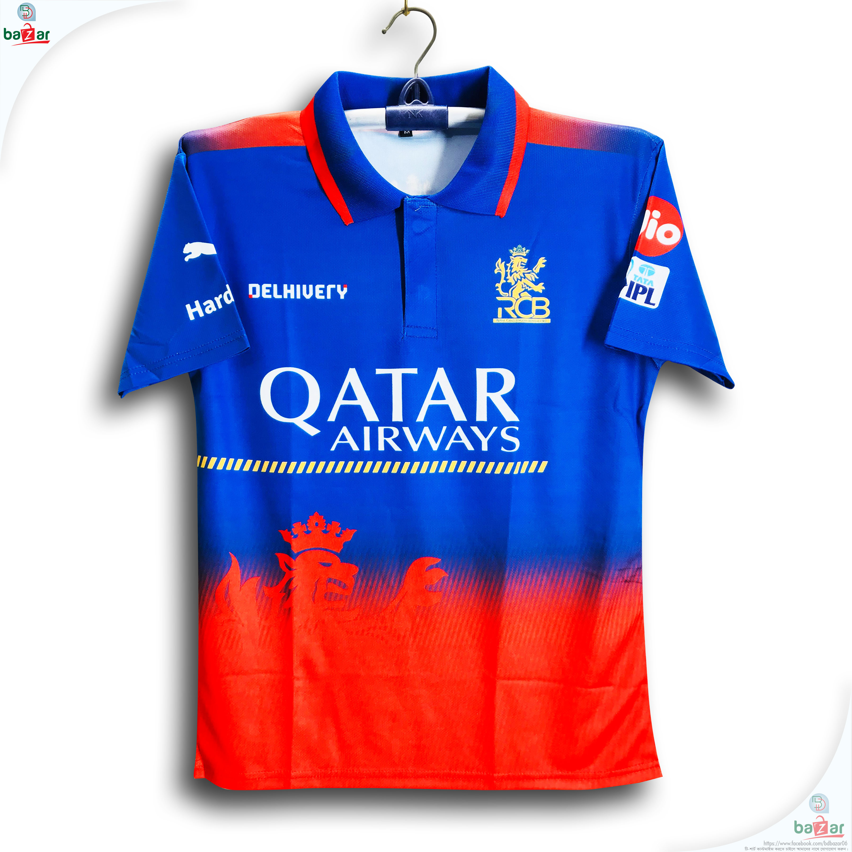 Royal Challengers Bangalore Premium IPL Jersey For Men - RCB Half Sleeve Polo T Shirt - RCB Cricket Jersey 2025-2026. 