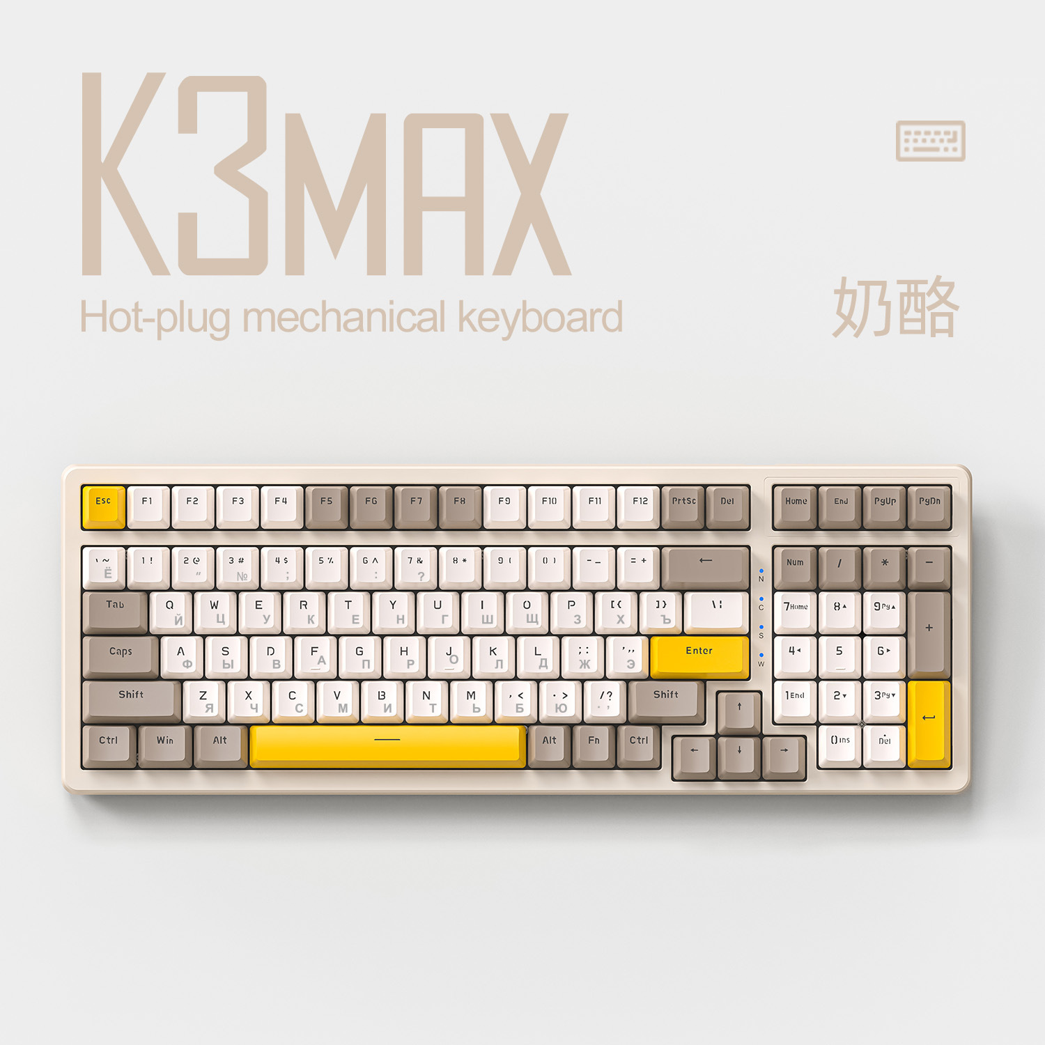 Free Wolf K3MAX Korean Mechanical Keyboard gasket structure Korean hot swap game Korean keyboard. 