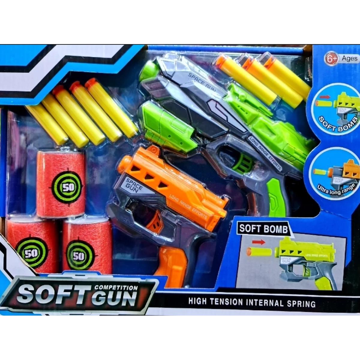 2 Pcs Competition Soft Nerf G.un Space G.un Bundle With 8 PCs Nerf Bullets 3 Eva Soft Target Set Toys For Kids for enojoyong the game