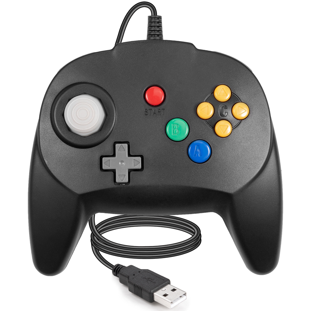 [USB Version]Mini Controller for Classic N64 Games,Wired Gamepad Joystick for Windows PC Mac Linux Raspberry Pi 4 Switch Console. 