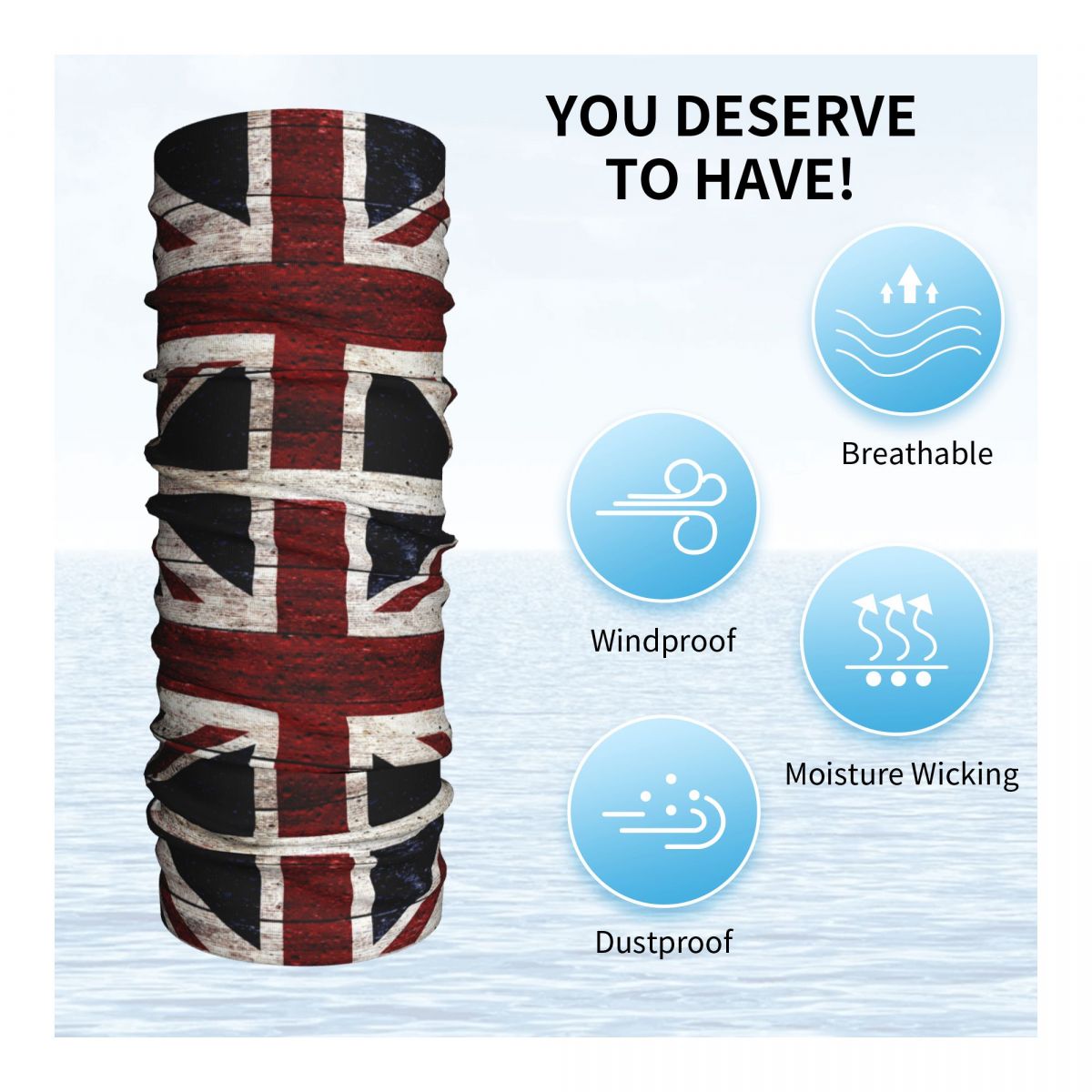 Union Flag Bandana Neck Gaiter Uk Kingdom Country Magic Scarf Multifunctional Headwear Cycling for Men Women Adult Breathable. 