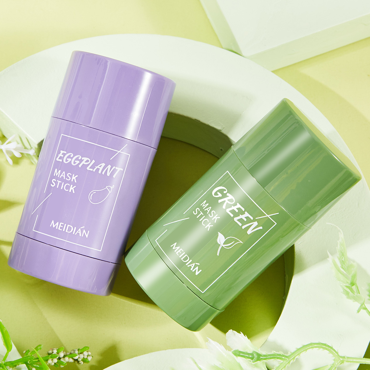 Charm point cross-border mud mask, green tea solid mask, deep cleansing, cement mask, shrink pores, apply. 