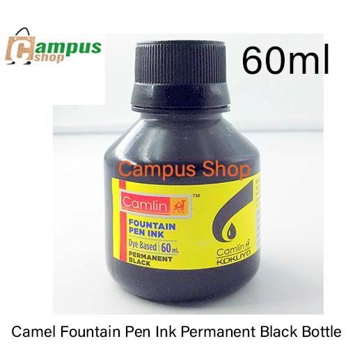 Camel Fountain Pen Ink Permanent Black Bottle 60 Ml 2 Oz Camlin Single ...