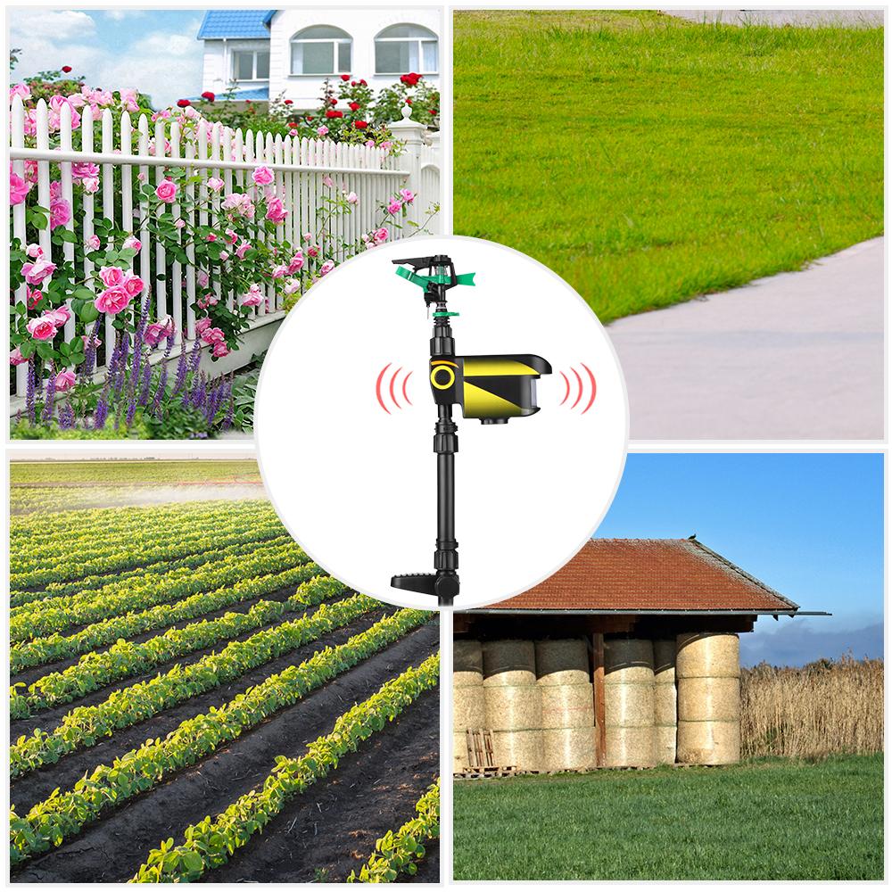 Solar Powered Motion Activated Animal Repeller Yard Enforcer Garden Animal Deterrent Automatic Rotating Adjustable Large Area. 