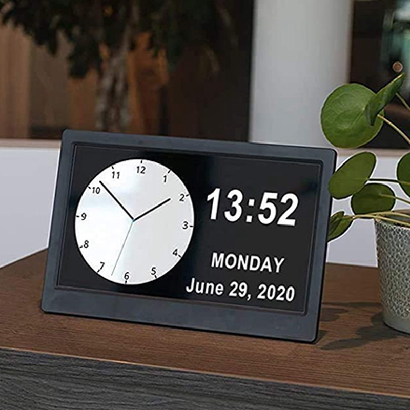 FORIDE Dementia Clocks,Calendar Clock,Digital Clock with Large Digits Display,Alarm Clock with HD Digital Photo Frame,UK Plug. 