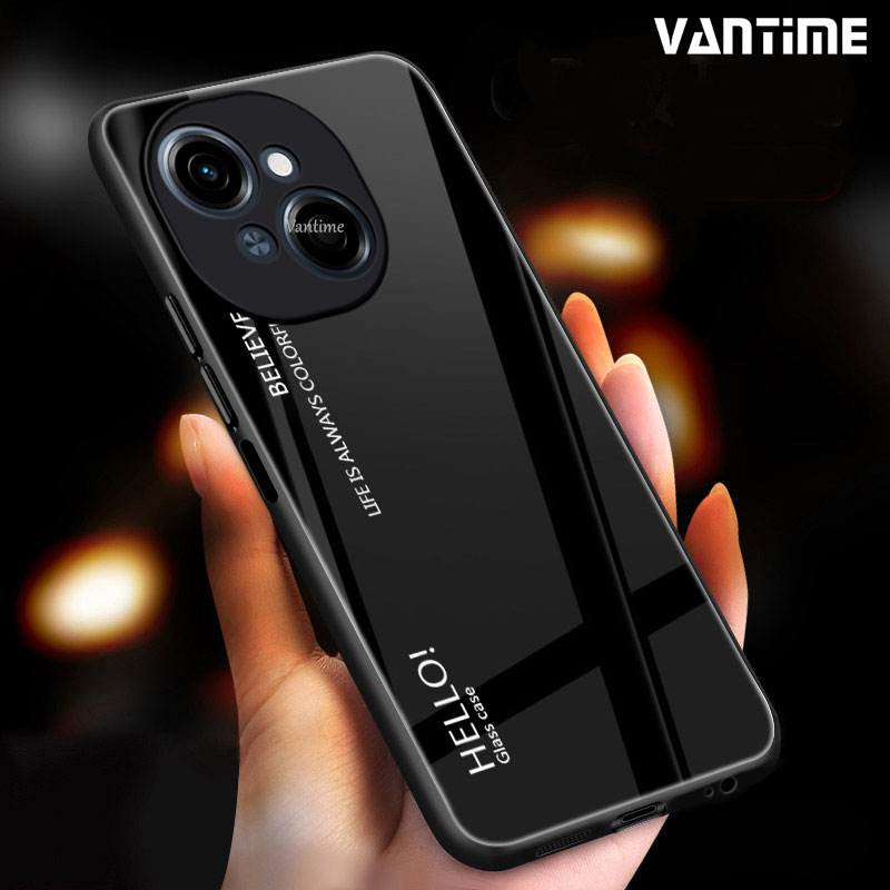 Vantime for Tecno Spark Go 1 4G Case Gradient Phone Back Hard Glass Cover