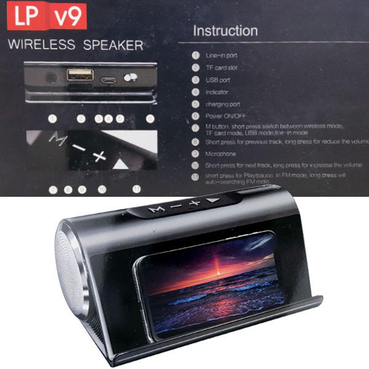 LP V9A Wireless Bluetooth Portable Speaker Super Bass with Stand Phone. 