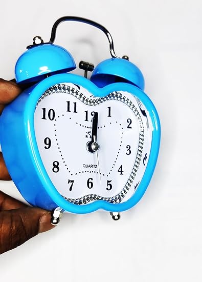 Cute Apple Shape Time Alarm Clock Retro Clock with Nightlight for Kids Children One Size. 