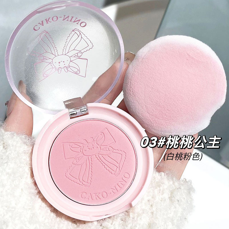 CAKO-NINO Wish Bow Monochrome Blush Looks Tender, Wears Makeup, Doesn't Fly Powder, Improves Complexion, Expands Color, Rouge. 