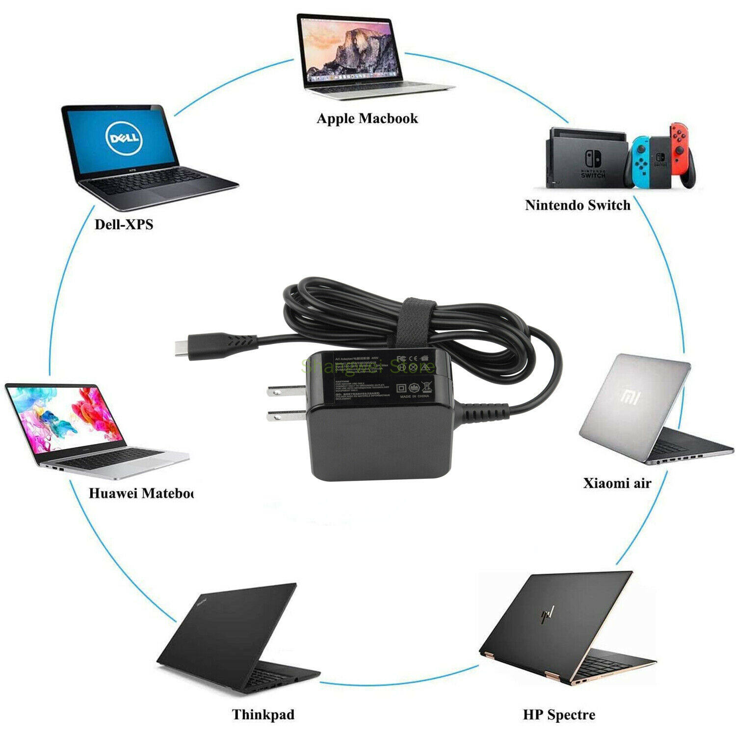 65W USB Type-C Power Adapter Charger for Dell XPS12 9250 Dell Latitude 7370. 