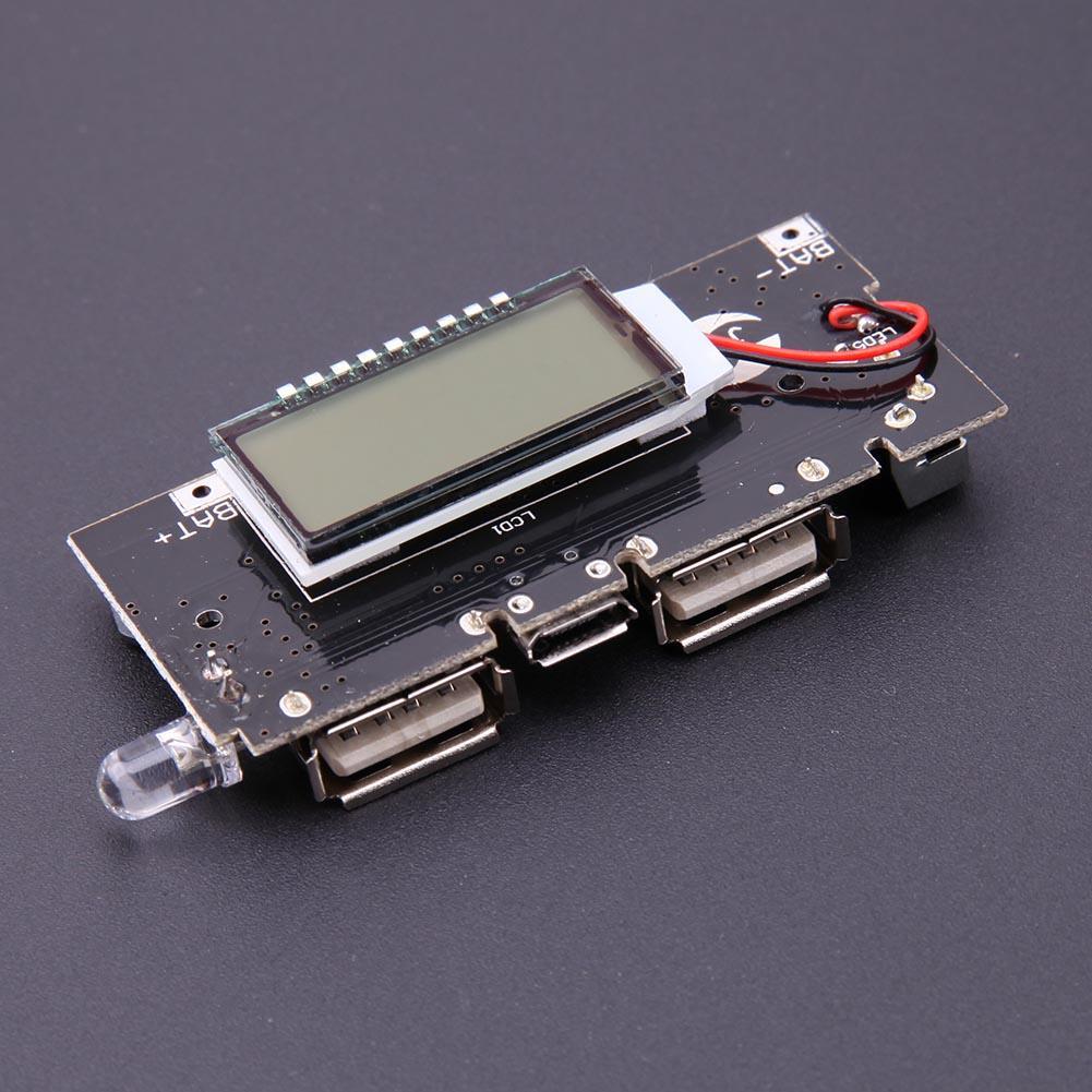 BLACK Power Bank Circuit With LCD Display Input DC 5V 2A Micro USB Socket Output DC 5V 2.1A 1A Dual USB Flash Light & BMS Protection Lithium Battery 3.7V 18650 Battery Mobile Smart Phone Charging Module. 