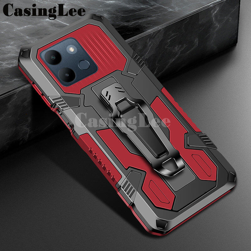 For infinix Smart 7 Case Shockproof Armor Stand case with Metal Clip Back cover For infinix Smart7 Phone cases Car Mountaineering phone case. 