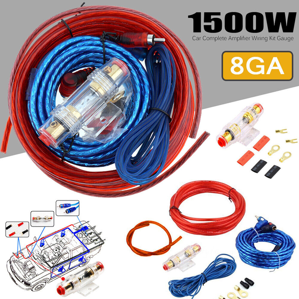 1500W Audio Speakers Wiring Kit 8GA Car Subwoofer Cable 18GA Subwoofer Speaker Line for Car Modification for Auto Vehicle Parts