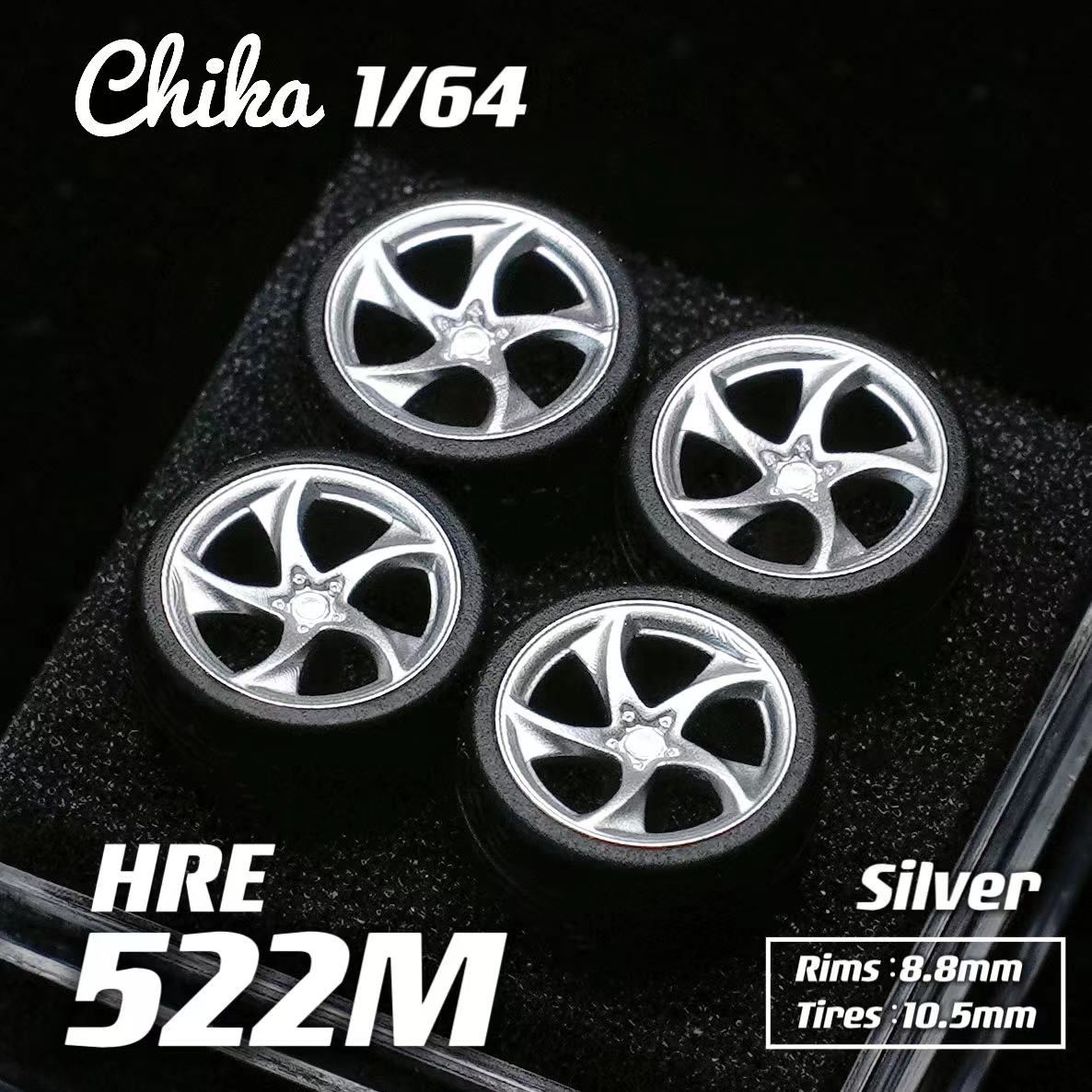 10.5mm Wheels Tires 1/64 Nabes X Chika BBS HRE for 1:64 Model Car Modified Parts. 