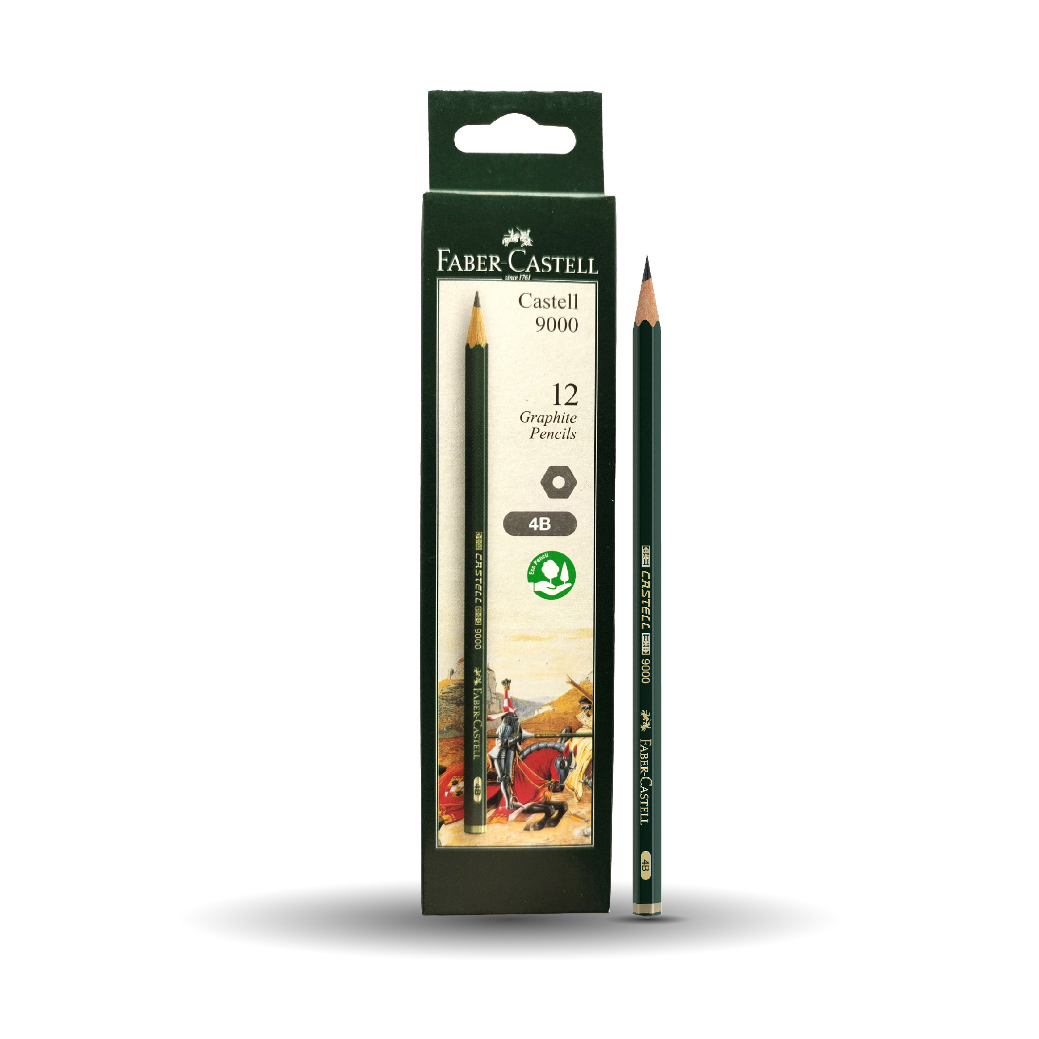 Faber-Castell- Castell 9000 Graphite Pencil, 4B - 12 Pcs. 