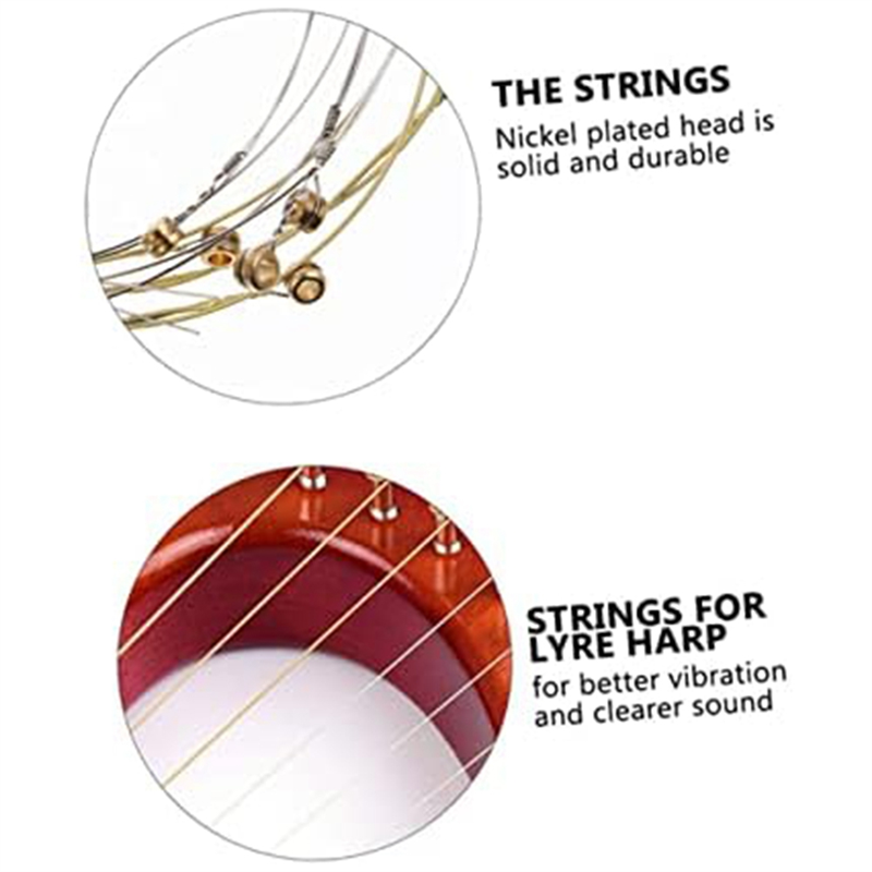 A Sets of 16 Lyre Harp Strings Replacement Accessories Metal String for Lyre Harp. 