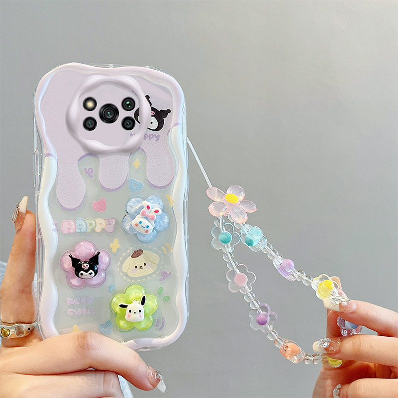For Xiaomi Poco X3 Pro Poco X3 NFC Phone Case 3D Cute Animal Cartoon Patterns + Beautiful Flower Bracelet Soft Case. 
