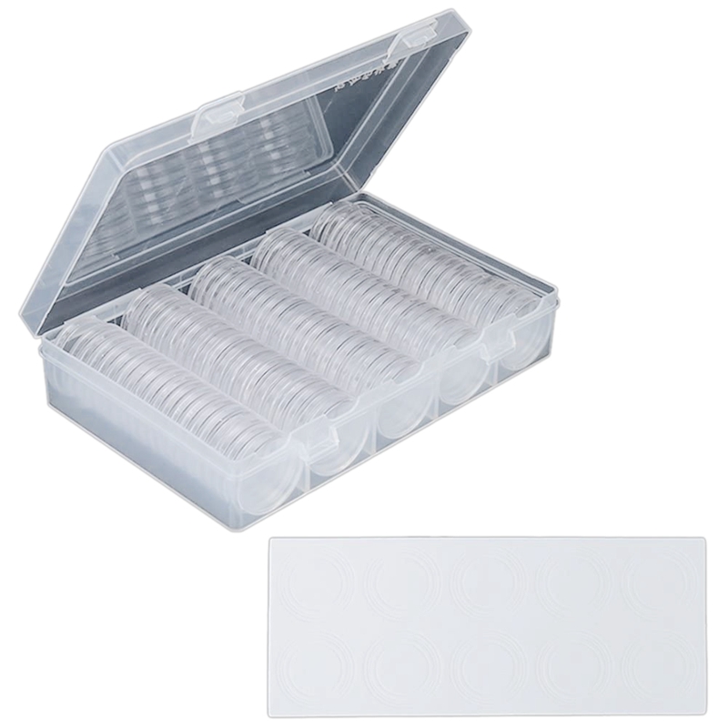 30 mm Coin Capsules Ps Round Coin Holder Case and 6 Sizes (19/20/22.25/25/27/30mm) Protect Gasket - Transparent color