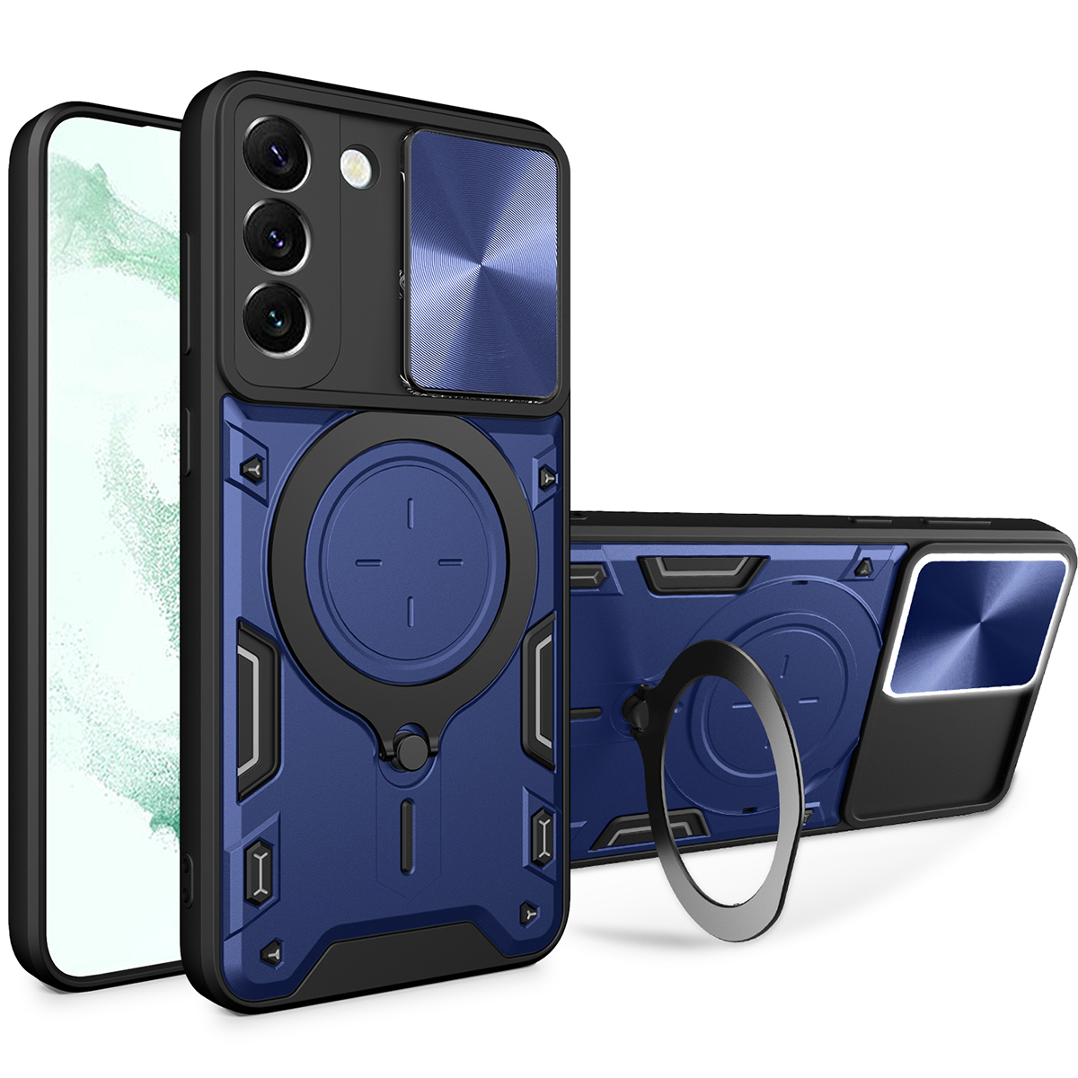 【Lejia】Shockproof armor push pull camera protect cover for Samsung Galaxy S22 plus 5g car case ring phone case shell