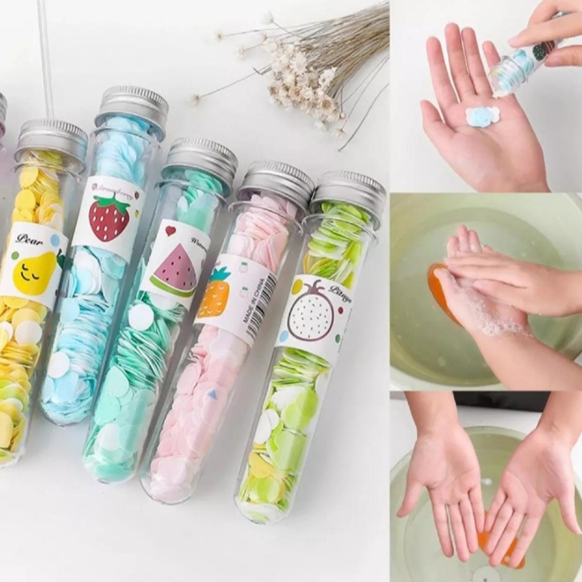 1 bottle mini colored flower paper soap for travel (made in China)