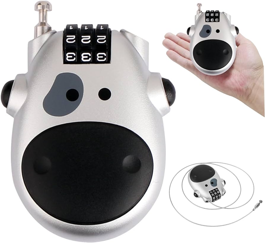 Cow Look Unique Make - Helmet Lock 3 Digit Cable Lock Multi Purpus. 
