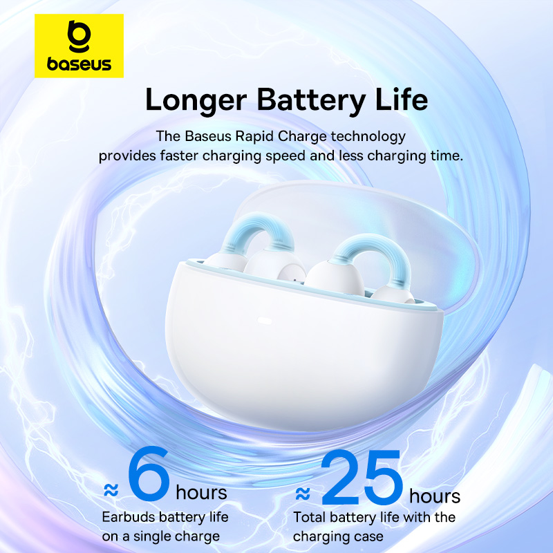 Baseus AirGo 1 Ring Clip On Open-Ear Bluetooth Wireless Earbuds With High Precision Directional Immersive Spatial Audio Ultra-Lightweight Earphone. 