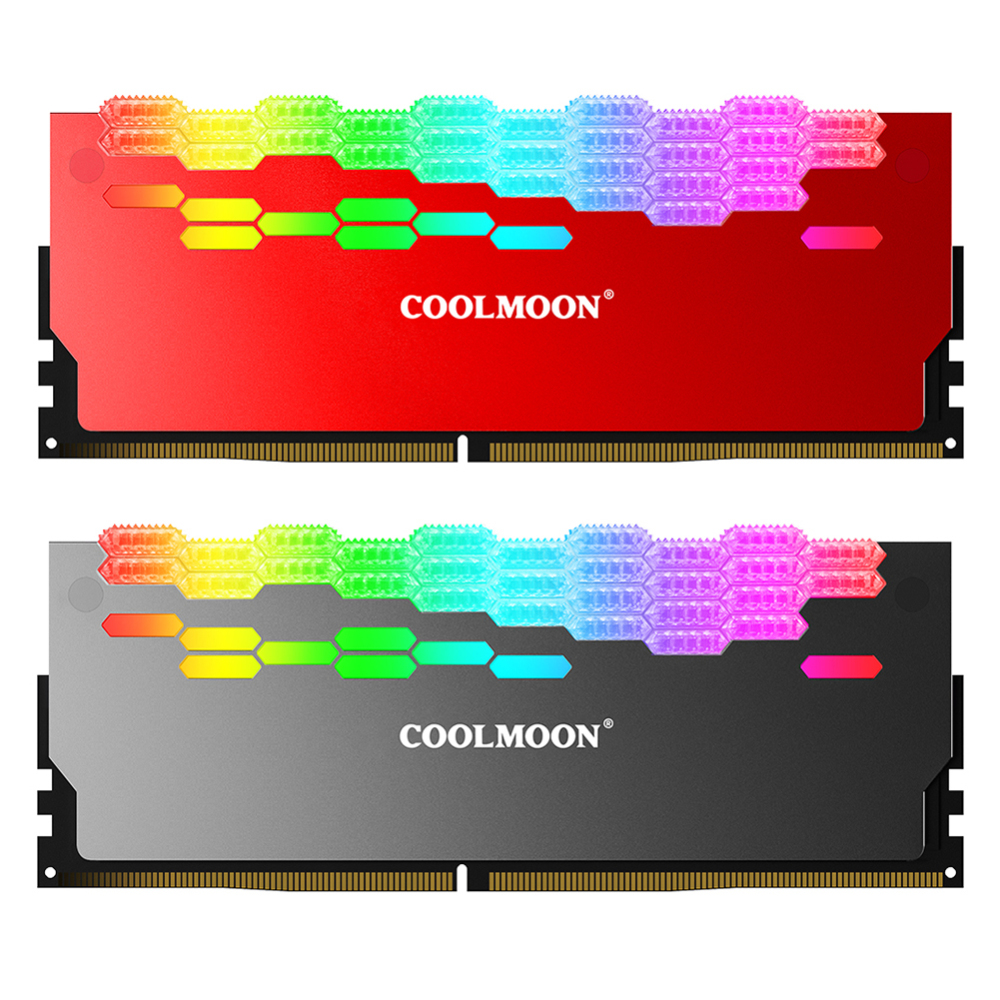 RA-2 RAM Memory Bank Heat Sink ARGB Colorful Flashing Heat Spreader For PC Desktop Computer Accessories Support RGB controller. 