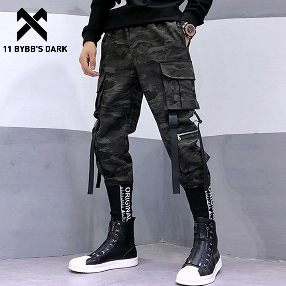11 BYBB'S DARK Hop Slim Men Joggers Encrypted Embroidered Rib Ribbons Casual Streetwear Men Joggers Trousers. 
