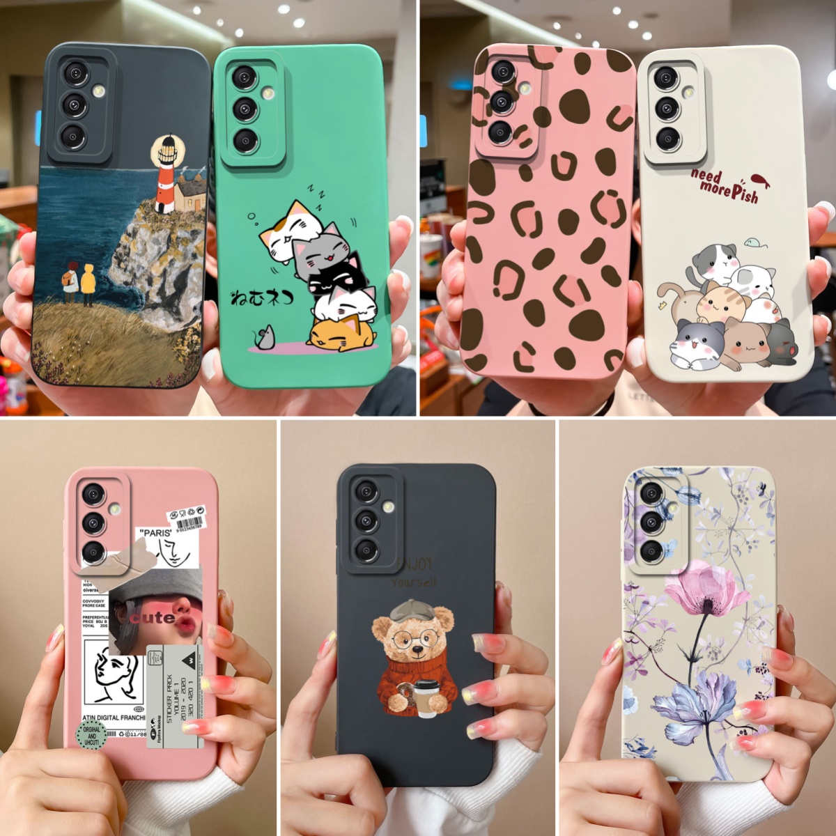 For Samsung Galaxy A15 Phone Case Cartoon Liquid Silicone Full Coverage Anti Drop Bumper For Samsung A15 A 15 4G 5G Back Cover