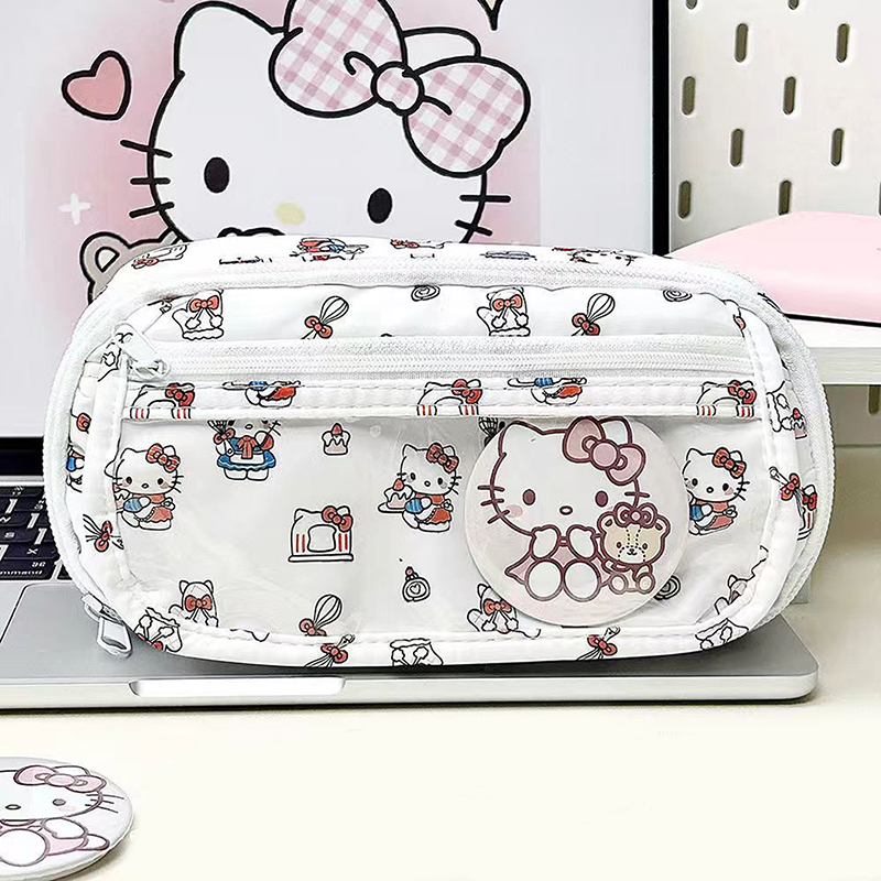 1Pcs Cute Hello Kitty Pencil Box Large Capacity Multifunctional Cartoon Pencil Case Visual Window Student Stationery Storage Bag. 