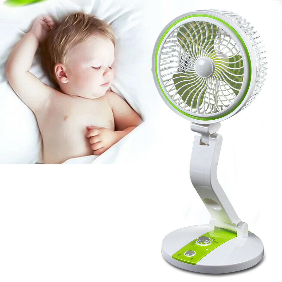 Rechargeable Folding Multi-Function Fan With Led Light. 