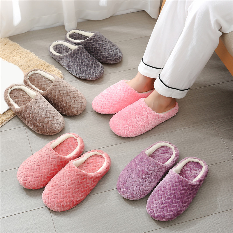 Women Winter Home Fur Slippers Cartoon Cat Non-Slip Soft Warm