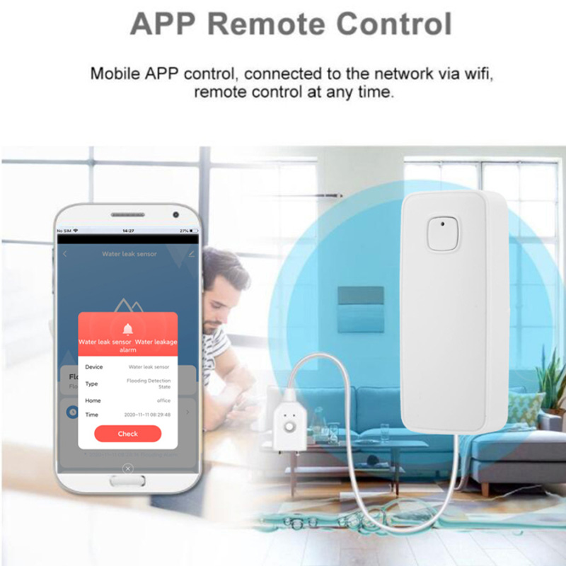 Tuya Smart Life Water Leakage Alarm Independent Wifi Leak Sensor Detector Flood Alert Overflow Home Security Automation System. 