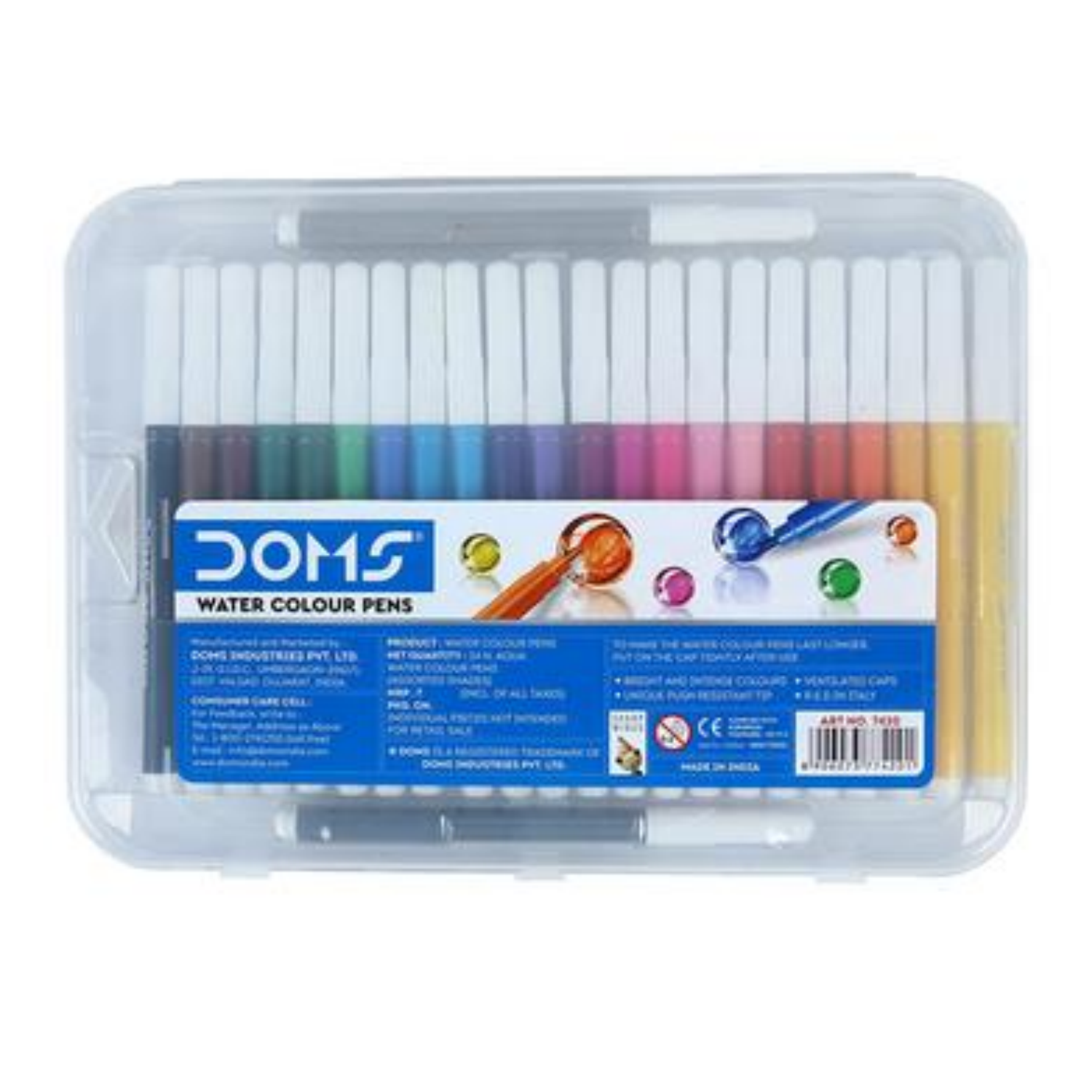 Doms Aqua 24 Shades Watercolour Sketch Pen Set | Unique Push Resistant Tip With Bright. 