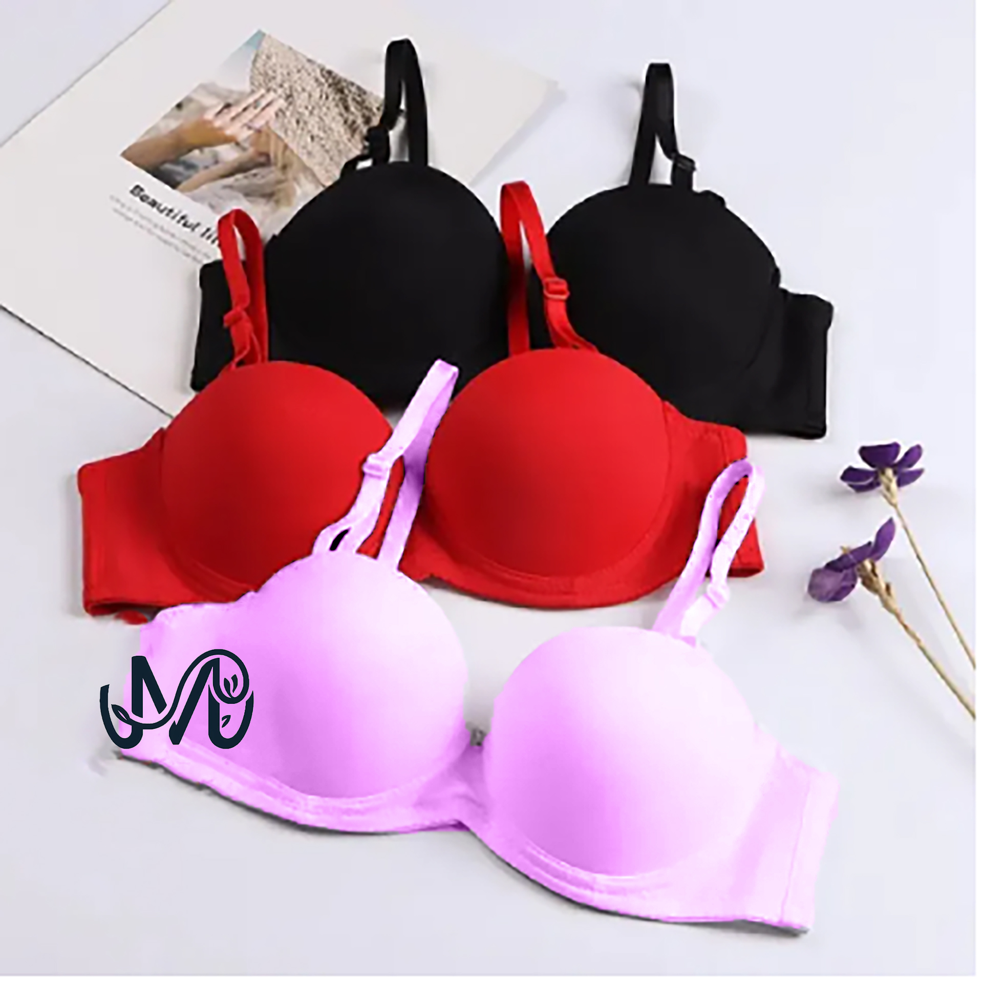 Bra with Foam Pad Good Support Push Up Bera Lace Brassiere for Women- Bra for girls