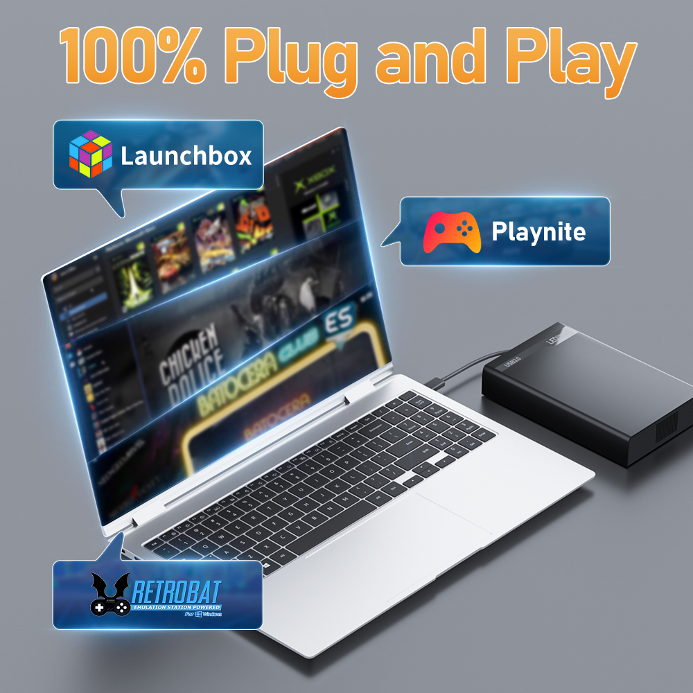 500G Retro Gaming HDD Video Game Console Retrobat＆Playnite＆Launchbox OS for XBOX/PS3/PS2/Switch/Wii/WiiU/DC/NES with 38200+Games. 