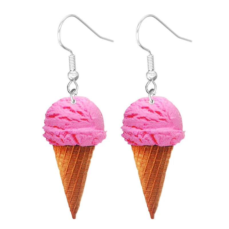 Food Earring 2D Handmade Cute Interesting Taco Corn Crunchy Burger Biscuits French Fries Ice Cream Cheese Cute. 