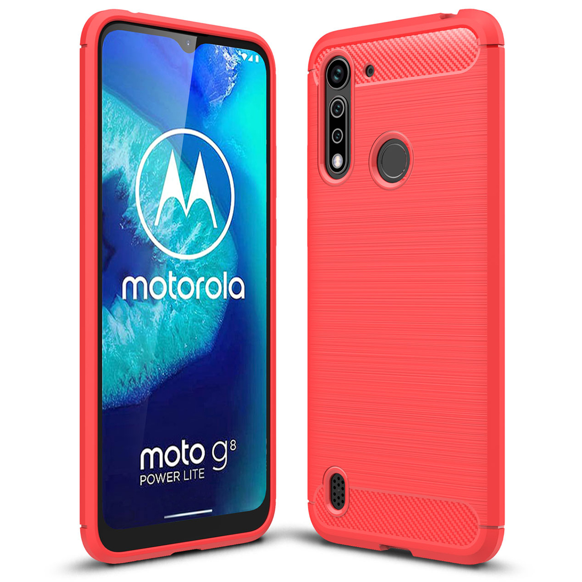 For Motorola Moto G8 power lite case carbon fiber TPU shockproof