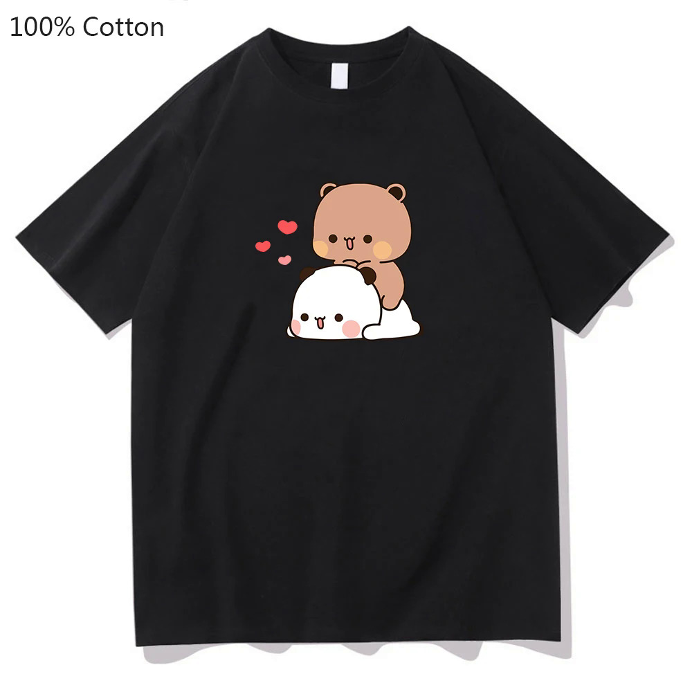 Panda Bear Bubu and Dudu Graphic T-shirts They're Making Out Women T Shirts 100% Cotton Manga Print Summer Sense of Design Tees. 