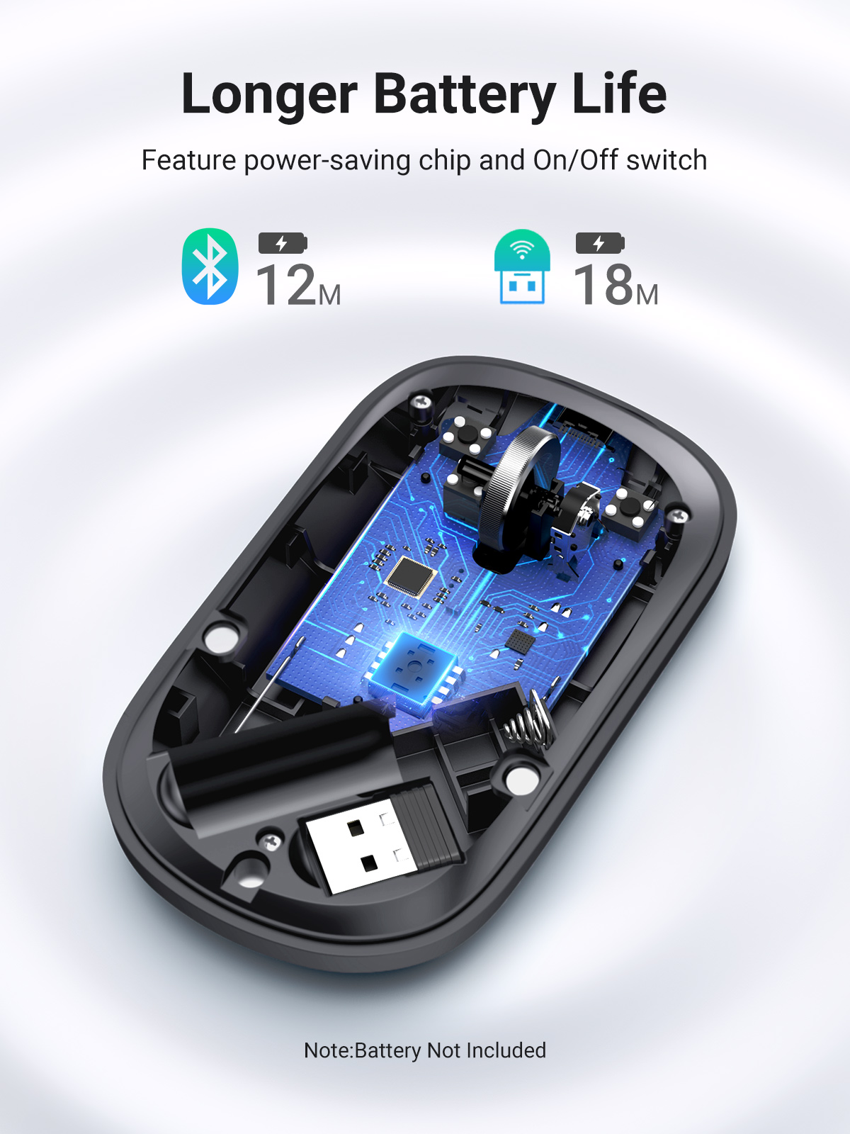 UGREEN Mouse Bluetooth 5.0 Wireless Mouse 4000 DPI Silent Click 2 Mode Mute Mice For MacBook PC Tablet Laptop Mouse. 
