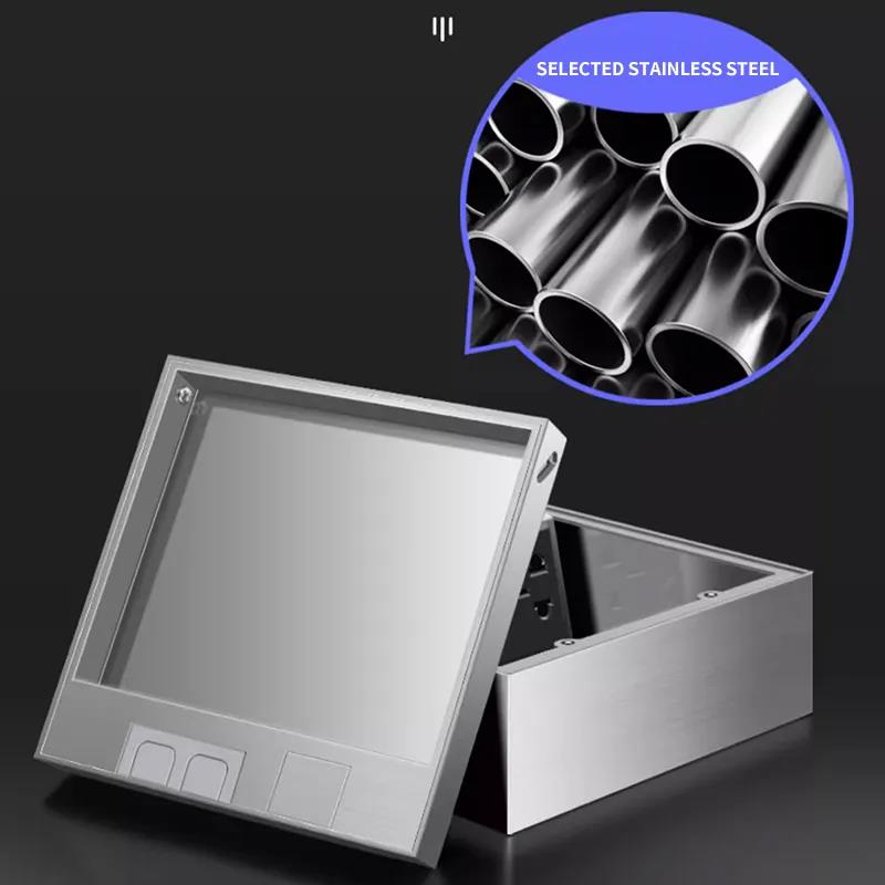 Ultra-Thin 304 Stainless Steel Concealed Floor Socket - Waterproof and Embedded for Flat Surfaces EU socket 130mm X 130MM. 
