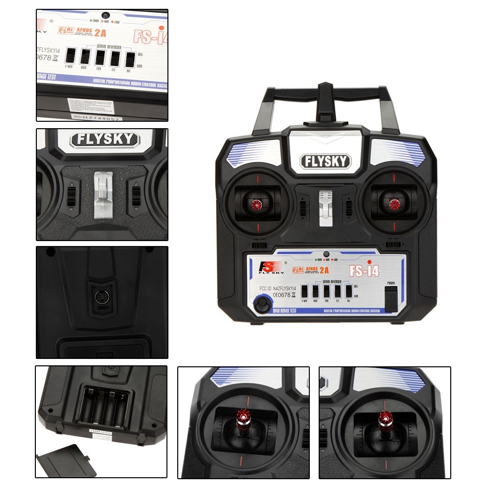 Flysky FSi4 AFHDS 2A 2.4GHz 4CH Radio System Transmitter for RC Helicopter Glider with FSA6 Receiver. 