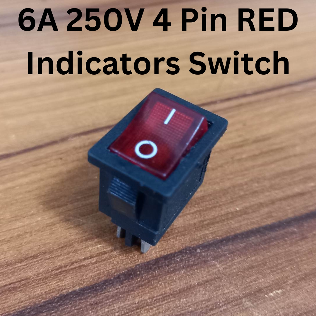 3Pcs- 6A MINI ROCKER Switch 6A 250V 4 Pin RED BLACK Color Switches 4Pin On Off 2 Positions Full Illuminated Neon RED Indicators DPST Power Switch For Auto Car Boat IPS UPS. 