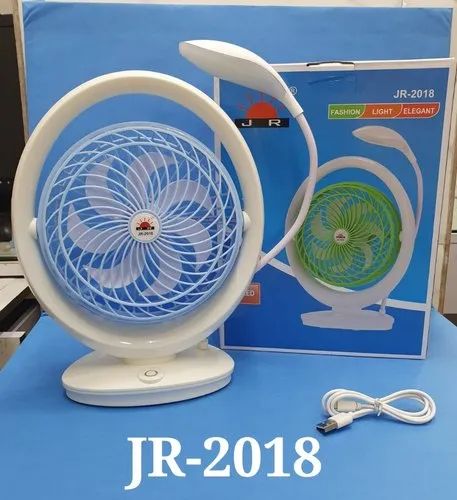Rechargeable 2 in 1 Tabel Fan With Lamp 7 inchi. 