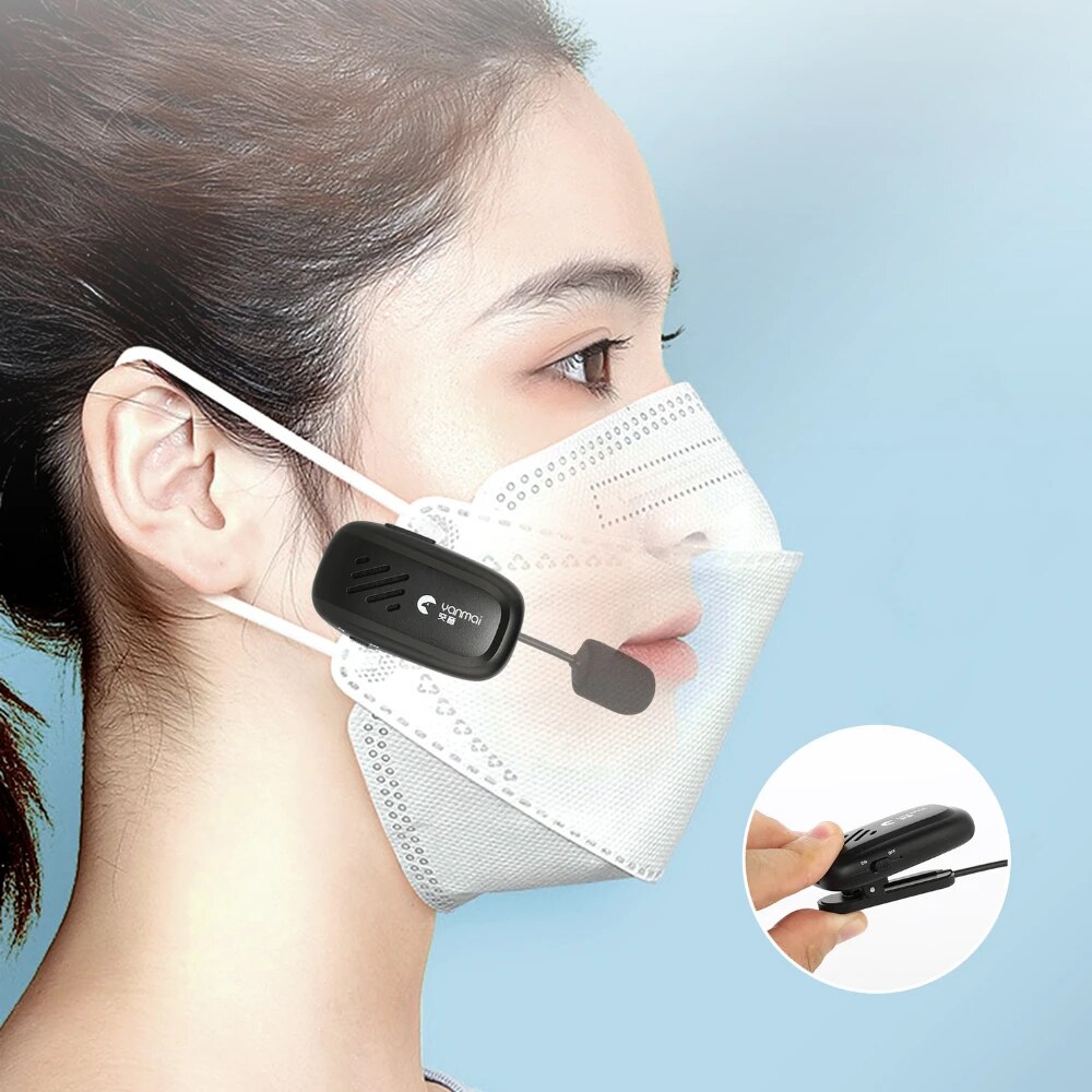 New Wireless Lavalier Lapel Mask Microphone Raised Voices Bluetooth Speaker YANMAI Portable Mini 400mAh 5 Hours Lavalier MIC. 