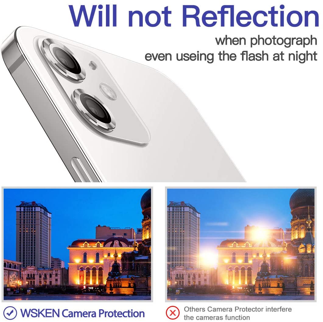 For Apple iPhone 12 Mini White Camera Protector WSKEN Metal Ring Tempered Glass Camera Lens Protector. 