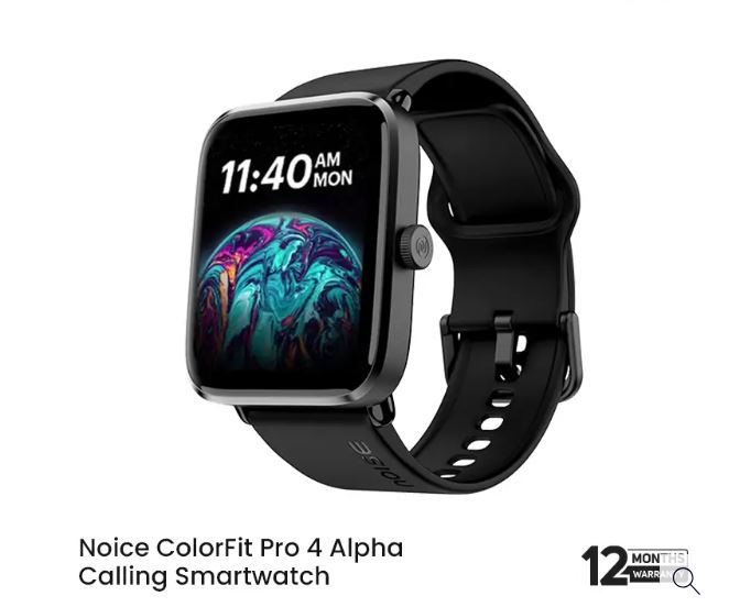Noise ColorFit Pro 4 Alpha 1.78" AMOLED Display & Bluetooth Calling Smart Watch With Intelligent Gesture Control - Jet Black. 
