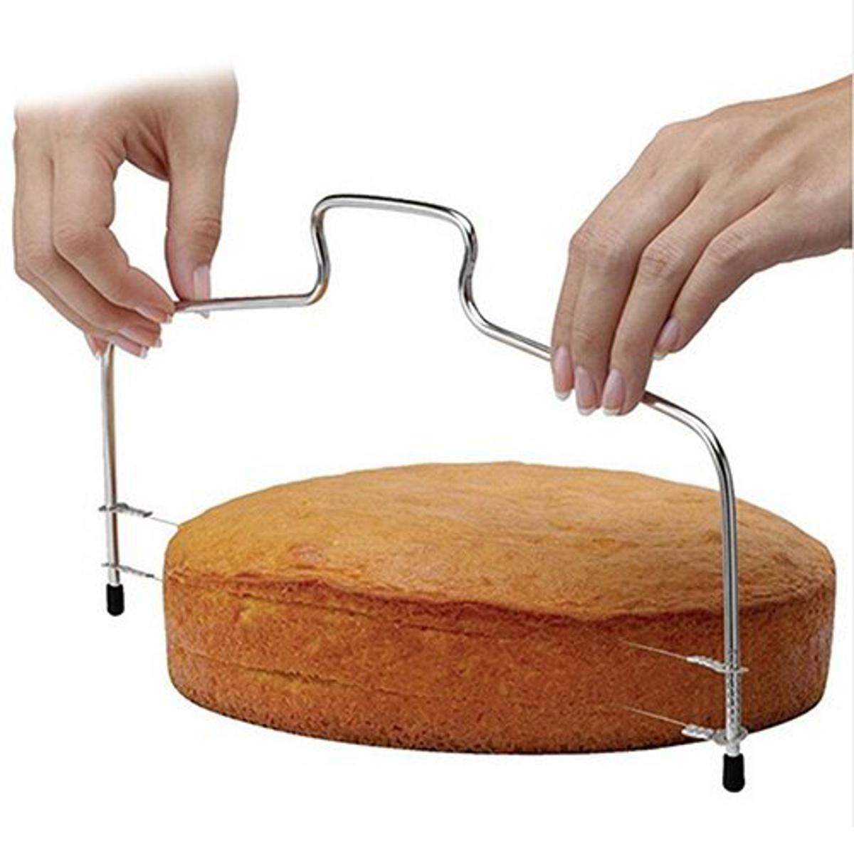 Graceful Adjustable Wire Cake Slicer Leveler Pizza Dough Cutter Trimmer Tools Stainless,