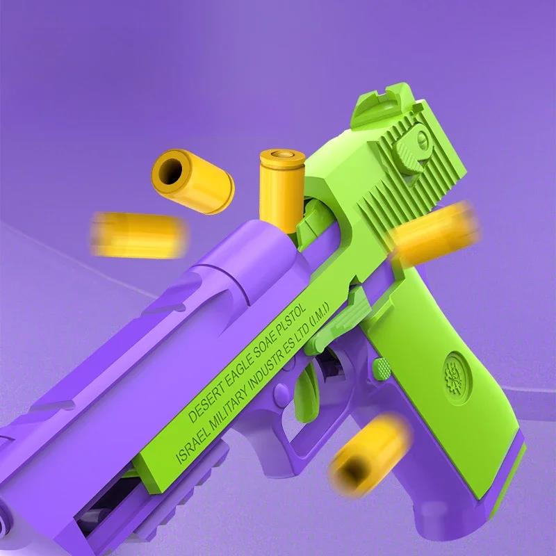 Radish Gun Decompression toys Desert Eagle 2011 1911 Continuous Throwing Shell Empty Hanging Launcher Toy Gun Superman. 